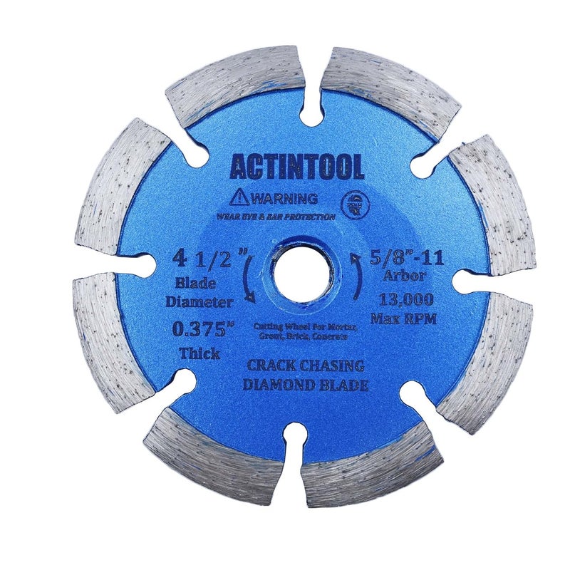 ACTINTOOL 4 1/2 Inch 0.375" Width 5/8"-11 Arbor Crack Chaser Blade, Diamond Mortar Removal Blade for Concrete 4.5, Mortar Removing Tuckpointing Blade (4.5" x 0.375") - Image 4